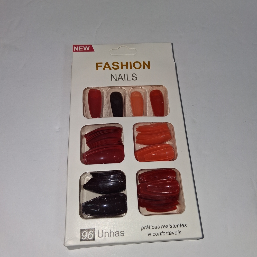 Press-On Set - Burgundy, Coral, Black